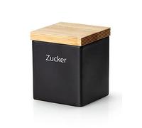 Continenta Boîte de conservation en céramique - Idéal pour les fournitures et avec fermeture hermétique - Fabriqué à la main au Portugal - Noir - 800 ml (10 x 10 x 12,5 cm)