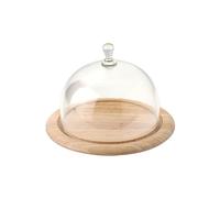 Continenta Plateau à Fromage en hévéa avec Cloche en Verre Ø 20 x 14 cm