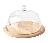Continenta Plateau à Fromage en hévéa avec Cloche Verre Ø 33 x 19,5 cm