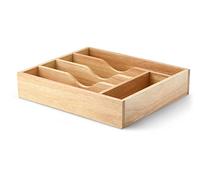 Continenta Range-Couverts en Bois d'hévéa avec 5 Compartiments à Couverts 35 x 30 x 7 cm.