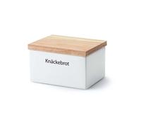 Continenta Vorratsdose mit Holzdeckel, Aufbewahrungsbehälter, Vorratsbox, Keramik, Gummibaumholz, Weiß, 17.5 x 13.5 x 11 cm, 3950
