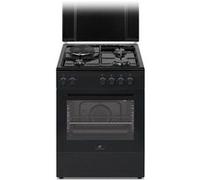 Continental Edison CECM60FCB - Cuisinière - pose libre - largeur : 59.8 cm - profondeur : 61 cm - hauteur : 83 cm - avec système auto-nettoyant noir Noir G