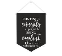 Continue Earnestly in Prayer, being Vigilant in It avec bannière en toile de Thanksgiving 30,5 x 40,6 cm à suspendre au mur pour chambre à coucher, chambre d'enfant, décoration d'intérieur