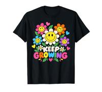 Continuez à Faire Pousser Happy Flowers Retro Positive T-Shirt Graphique avec Valeur