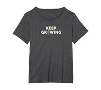 Continuez à Grandir : Art de Jardinage inspirant T-Shirt, Femme Grandes Tailles, Chiné Foncé, 2X