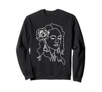 Continuous Line Art Femme Rose Minimaliste Esthétique Mode Sweatshirt