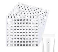 Continuous Number Stickers - 1 - 100 étiquettes rondes - Autocollants pour 7 numéros consécutifs - 1 à 100 pour intérieur extérieur et boîte à outils classification