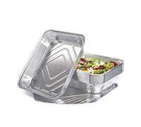 CONTITAL Barquettes en Aluminium R2L avec Couvercle, 6 Portions, Barquettes jetables Gamme Professionnelle - 25 Pièces