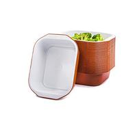 CONTITAL Barquettes jetables en Aluminium Lacqué blanc / terre cuite AS220497 - Barquettes 1 Portion avec poignées, Gamme Premium - Ultra Résistant, 50 Pièces