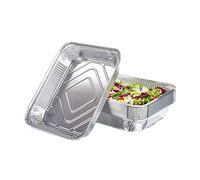 CONTITAL R31L Conteneurs en aluminium multiportion | 8 portions bacs jetables | couvercle couplé | plaques micro-ondes et four jetables | Take Away et emporter | 50 pièces Ligne professionnelle