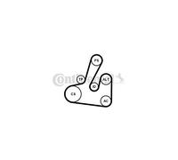CONTITECH Jeu de courroies trapézoïdales à nervures 6PK1705K2 Poulie de tension compris Poulie de renvoie incl.
