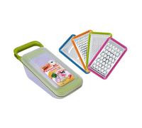 Contiup Râpe à légumes 4 en 1 avec récipient multifonction - Râpe à fruits - Pour cuisine - Râpes en plastique (vert)