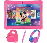 Contixo Ensemble tablette Android 10" pour enfants - 32 Go, 80+ livres d'histoires Disney, contrôle parental, étui à l'épreuve des enfants avec béquille, stylet, écouteurs et housse - Rose
