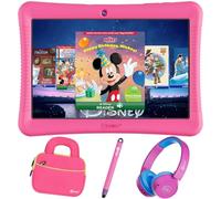 Contixo Ensemble tablette Android 10" pour enfants - 32 Go, 80+ livres d'histoires Disney, contrôle parental, étui à l'épreuve des enfants avec béquille, stylet, écouteurs et housse - Rose