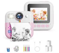 Contixo KC4 Appareil photo pour enfants, impression instantanée, écran rose de 6,1 cm, caméra d'impression numérique pour enfants avec vidéo 1080p, zoom 16x, stockage de 32 Go, jouets de voyage