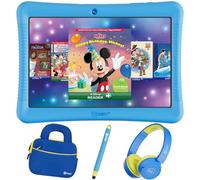Contixo Tablette Android pour enfants 10" 32 Go - Plus de 80 livres d'histoires Disney, contrôle parental, étui, béquille et stylet, étui pour écouteurs et housse - Bleu