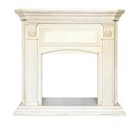 Contour de cheminée Manteau de cheminée traditionnel en bois massif, cadre décoratif sculpté blanc crème(Grand)