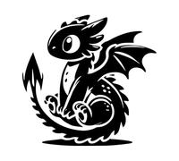 contour de la tête d'un bébé dragon féroce Stickers gravés 42x43cm Culture du tatouage Noir