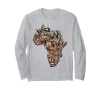 Contour du Continent des Animaux de Safari africains Manche Longue
