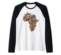 Contour du Continent des Animaux de Safari africains Manche Raglan