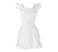 Contour rétro Blanc Tablier avec Poches Bavoir de Femme de Chambre Victorienne réglable
