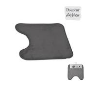 douceur d'intérieur, Tapis Contour WC (45 x 45 cm) Vitamine Sdb Anthracite, Microfibre Unie