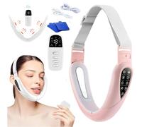 ContourFlex 4 in 1 Massager for Face,Facial Sculpting Device for Double Chin,5 Modes & 15 Intensities,Remote Control Operation,Tightens Jawline,Give You a Hydrated and Smooth Little V Face (Pink)