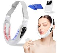 Contourflex Masseur 4 en 1 pour le visage, appareil de sculpture du visage, resserre la mâchoire, réduit le relâchement cutané, vous donne un petit visage en V hydraté et lisse (white)