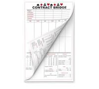 Contract Bridge Lot de 5 blocs de scores 14 x 21,6 cm, impression double face, 50 feuilles par livre, 100 pages utilisables chacun, pour la maison et les clubs de jeu