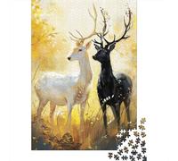 Contrasting Deer Duo Puzzle 1000 Pièces, Cadeau d'hiver, 52x38cm/1000pcs