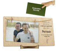 CONTRAXT Cadeau original Veux-tu être mon parrain. Cadre photo en bois avec pinces Demande parrain bébé Support photo à suspendre 10x15 cm (Parrain)