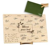 CONTRAXT Cadeaux pour Remercier des Personnes Spéciales. Cadeaux Originaux Carte ou Livre de Signatures de Remerciement en Bois pour anniversaires d'amis hommes femmes (Merci)