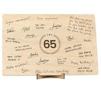 CONTRAXT Carte Anniversaire 65 ans Bois. Cadeau original joyeux anniversaire et mariage Numéro 65 livre d'or alternatif en bois décoration de fête homme femme collègues