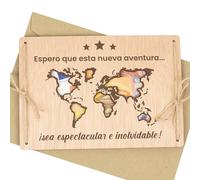 CONTRAXT Carte en bois pour fond de voyage, cadeau original pour vacances et aventures, support créatif pour offrir de l'argent