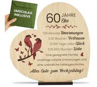 CONTRAXT Geschenk zur Diamantenen Hochzeit Geschenkidee zum 60. Hochzeitstag für Ehepaar Großeltern Glückwunschkarte 60 Jahre Ehe (60 Jahre)
