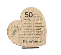 CONTRAXT Idées cadeaux originales pour noces d'or 50 ans mariés. Carte de vœux pour mariés pour maman ou père, GFT-15-50-Wood-M