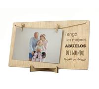 CONTRAXT Marco fotos regalo abuelo abuela. Portafotos con pinza de madera natural 10x15 regalos originales abuelos día del mejor abuelo te quiero abuela regalo original cumpleaños (Abuelos ES)