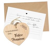 CONTRAXT Regalo Originale per Pensione, Biglietto di Buona Pensione in Legno. Biglietto di Pensionamento con Ciondolo Dediche da Colleghi Capo Amici Insegnanti Pensionato