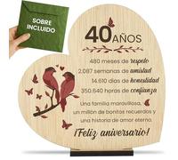 CONTRAXT Regalos 40 aniversario bodas o novios. Detalles regalos originales postal tarjeta de felicitacion aniversario de bodas pareja 40 años novios casados mujer hombre (40 Años)