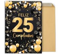 CONTRAXT Tarjeta regalo felicitación de Cumpleaños 25 Años. Detalle regalo postal original grande 42x30 cm abierta felicitaciones feliz cumpleaños familia amigos compañeros (25 Años)