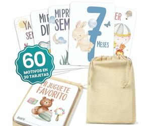 CONTRAXT Tarjetas cumple meses bebe español. Bonitas cumple mes bebe meses Regalos originales cumplemes bebes español cosas bebes recien nacidos futura mamá Milestone baby cards (Español)