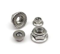 Contre-écrous, Écrou de verrouillage hexagonal en acier inoxydable, 2 pièces, M4 M5 M6 M8 M10 M12 304 A2-70, Type couple dominant, bride d'insertion tout métal, écrou autobloquant(M10 serrated bottom)