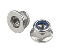 Contre-écrous, Écrous de verrouillage à bride en acier inoxydable/acier au carbone/Nylon, DIN6926, 2 50 pièces, M3 M4 M5 M6 M8 M10 M12(Stainless Steeel A,M6 (10pcs))