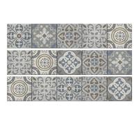 Contremarche adhésive autocollante 3 pièces, 19,5 X 100 cm, petits carreaux de ciment ancien, borgatella, gris et marron.