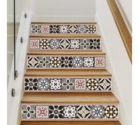Contremarches à coller carreaux de ciment SHADEBROWN. 4 contremarches escalier 1m. Contremarches décoratives. Autocollant ou PVC