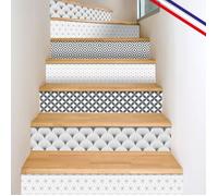 Contremarches adhésives PVC pour escalier - carreaux de ciment gris - Lot de 5 (18x100 cm) - 99DECO