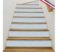 Contremarches adhésives PVC pour escalier - floral bleu - Lot de 5 (18x100 cm) - 99DECO