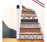 Contremarches adhésives PVC pour escalier - vintage bleu - Lot de 5 (15x100 cm) - 99DECO