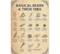 Contrence Magical Herbs and their uses Witchy - Plaque en métal vintage amusante - Décoration pour cuisine, maison, club - 15 x 20 cm