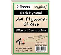Contreplaqué de bouleau 4 mm A4-300 x 210 x 4 mm - (lot de 2) - Colle E1 à faible émanation laser